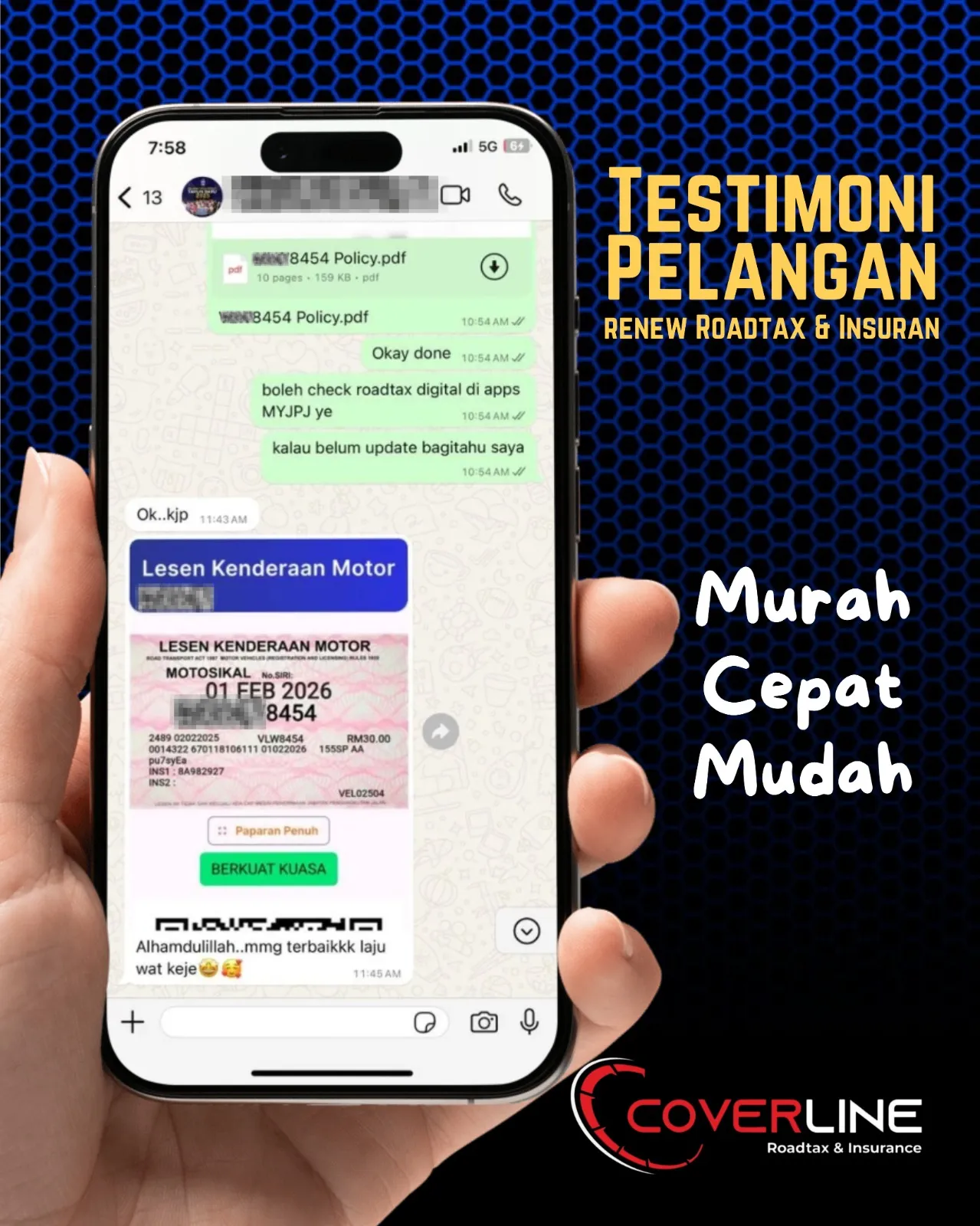 Testimoni pelanggan Coverline 1