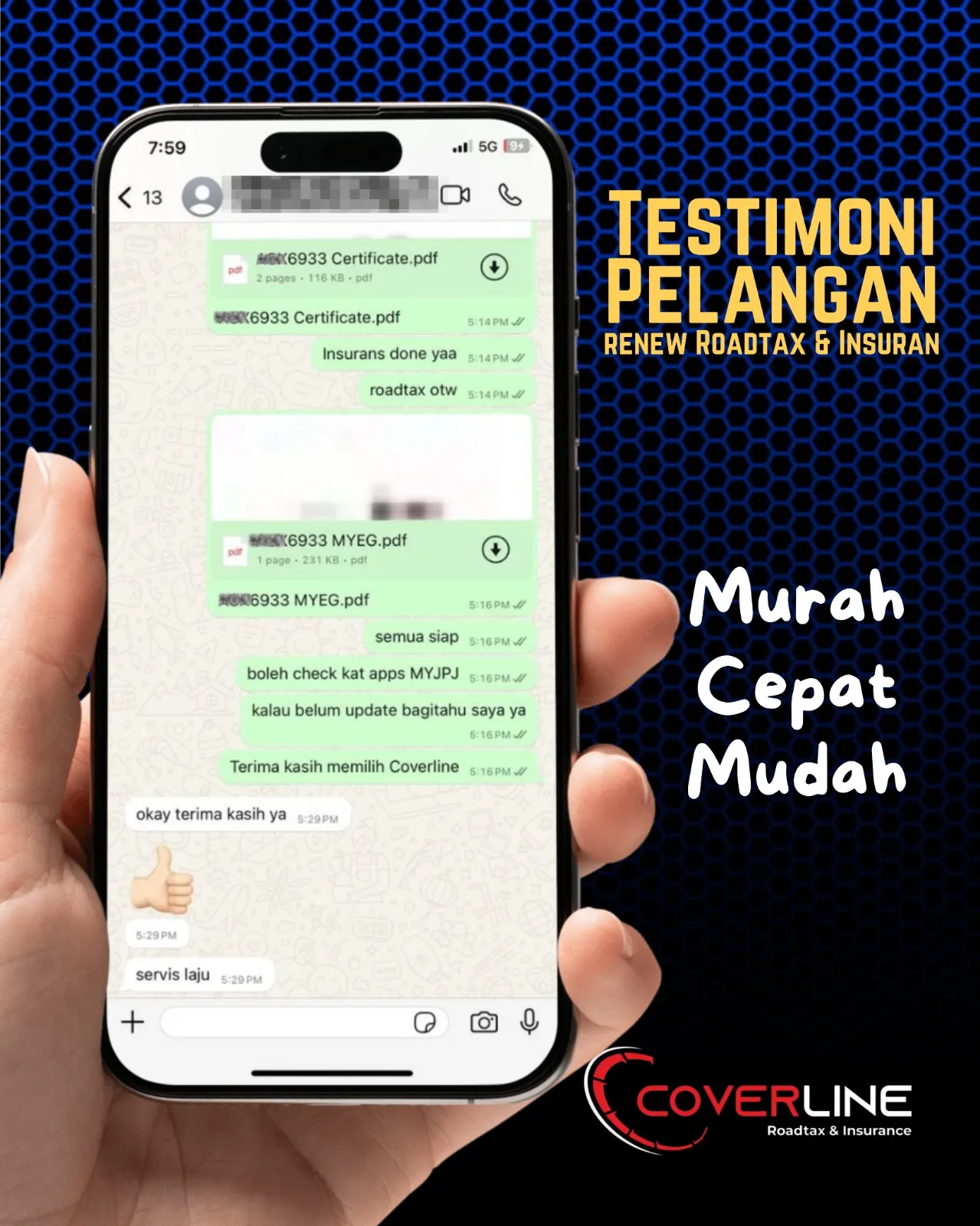 Testimoni pelanggan Coverline 3