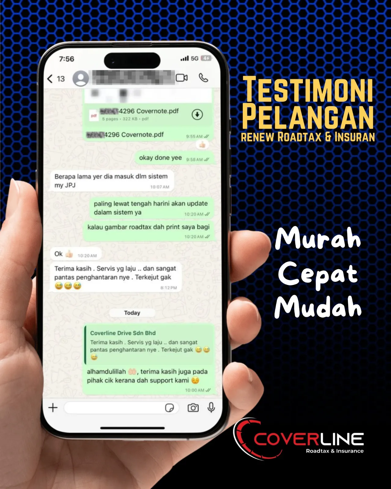 Testimoni pelanggan Coverline 5